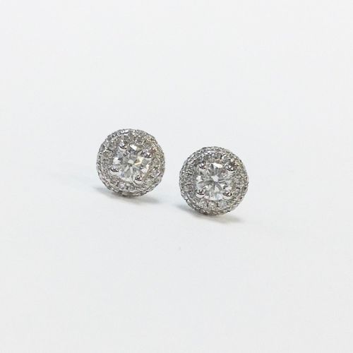 Cuttings Jewellers and Pawnbrokers, womens luxury silver diamond circle earrings with square diamond centre