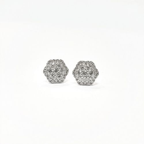Cuttings Jewellers and Pawnbrokers, womens luxury silver hexagon set diamond earrings 