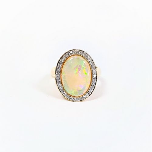 Cuttings the Jewellers and Pawnbrokers antique vintage  diamond opal ring