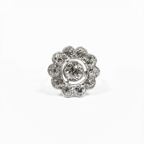 Cuttings Jewellers and Pawnbrokers, womens luxury silver ring with diamond flower setting