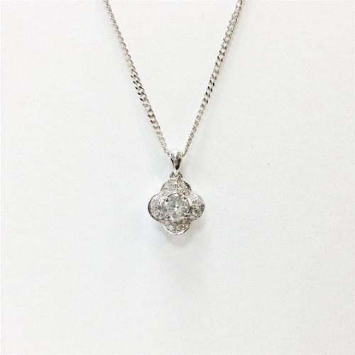 Cuttings Jewellers and Pawnbrokers, womens luxury silver necklace with diamond small flower pendent 